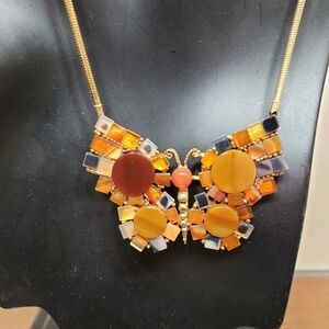 Vintage Swoboda Gemstone Butterfly on Gold Tone Snake Chain Necklace